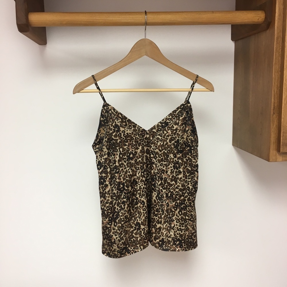 Wilfred Aritzia leopard brown silk camisole tank
